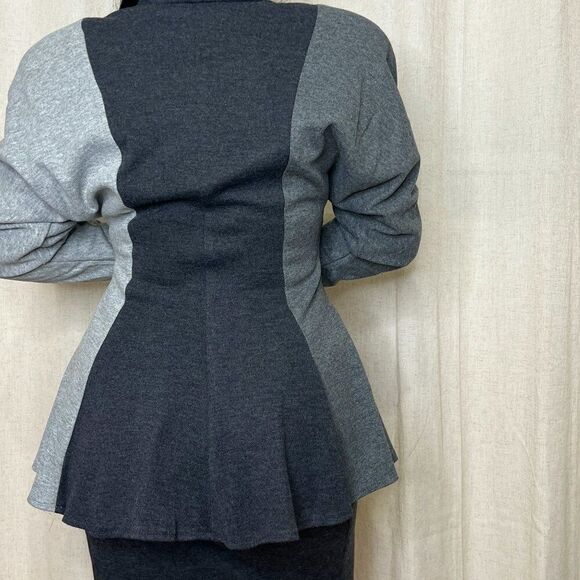 vtg 80s All that Jazz grey knit skirt suit posh statement 2 piece set Medium - Picture 4 of 12